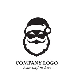 Santa Claus Logo Symbol in Black on White Background for Classic Holiday Branding and Design ArtPlus