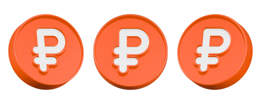 3d rendering icon Rubel orange button  - Powered by Adobe