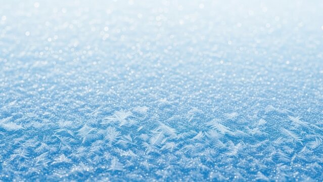 A close-up of a snowflake on a cold, snowy surface. - Powered by Adobe