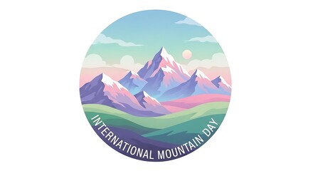 Celebration of International Mountain Day Majestic Peaks in a Scenic Illustration
