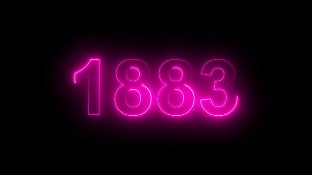 1883 Glowing Neon Line Text Animation, Powerful Abstract Neon Number Design in Stunning 4K Highlighting the Iconic and Important Year important date 1883.