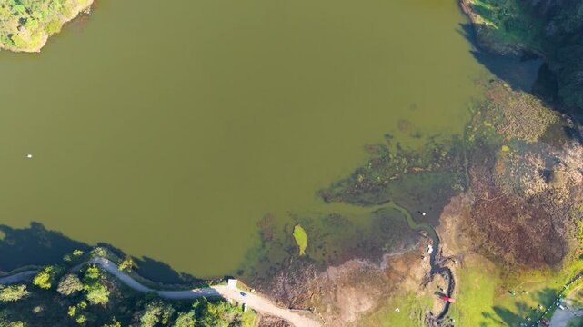 Drone footage over Lagunas de Zempoala in state of Morelos