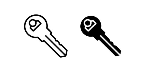 Key outline and pictogram Icon for Security, Access Control, Password Protection, key, security, access, unlock.