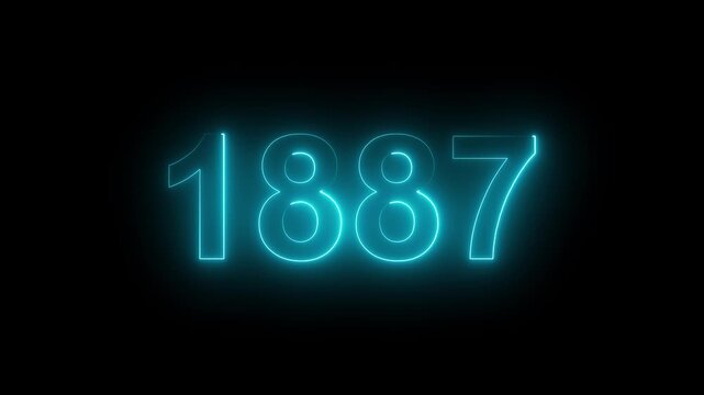 1887 Glowing Neon Line Text Animation, Powerful Abstract Neon Number Design in Stunning 4K Highlighting the Iconic and Important Year important date 1887.