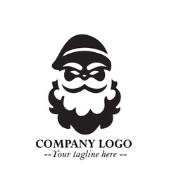 Santa Claus Logo Symbol in Black on White Background for Classic Holiday Branding and Design ArtPlus