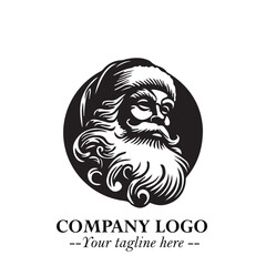 Santa Claus Logo Symbol in Black on White Background for Classic Holiday Branding and Design ArtPlus