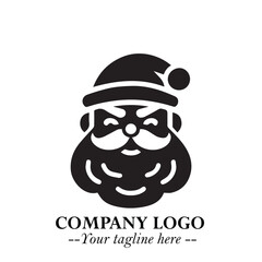 Santa Claus Logo Symbol in Black on White Background for Classic Holiday Branding and Design ArtPlus