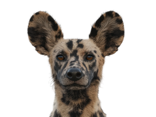Portrait of an African Wild Dog with large, rounded ears