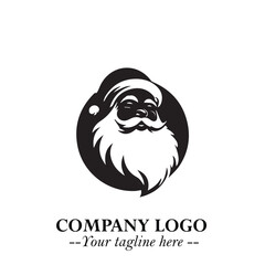 Santa Claus Logo Symbol in Black on White Background for Classic Holiday Branding and Design ArtPlus