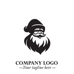 Santa Claus Logo Symbol in Black on White Background for Classic Holiday Branding and Design ArtPlus