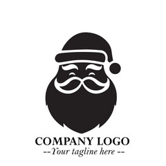 Santa Claus Logo Symbol in Black on White Background for Classic Holiday Branding and Design ArtPlus