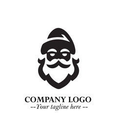 Santa Claus Logo Symbol in Black on White Background for Classic Holiday Branding and Design ArtPlus