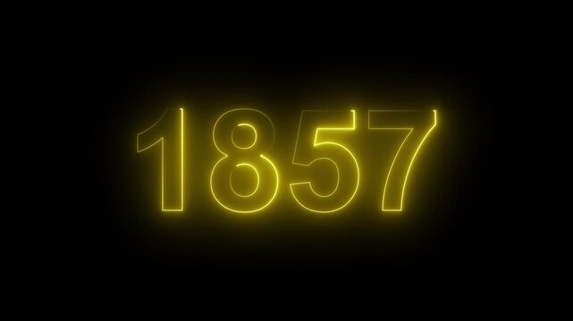 1857 Glowing Neon Line Text Animation, Powerful Abstract Neon Number Design in Stunning 4K Highlighting the Iconic and Important Year important date 1857.