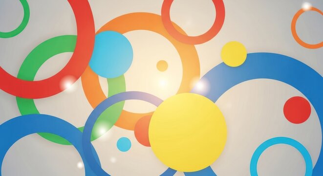 A colorful abstract background with circles and dots in various colors.