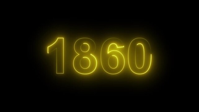 1860 Glowing Neon Line Text Animation, Powerful Abstract Neon Number Design in Stunning 4K Highlighting the Iconic and Important Year important date 1860.