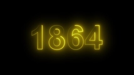 1864 Glowing Neon Line Text Animation, Powerful Abstract Neon Number Design in Stunning 4K Highlighting the Iconic and Important Year important date 1864.