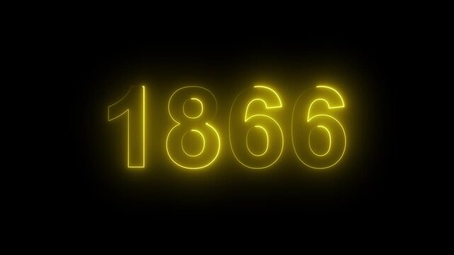 1866 Glowing Neon Line Text Animation, Powerful Abstract Neon Number Design in Stunning 4K Highlighting the Iconic and Important Year important date 1866.