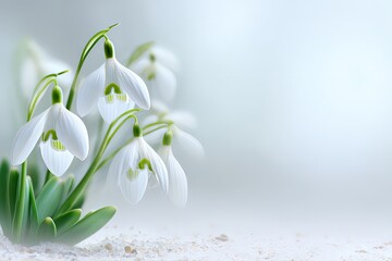 Fototapeta premium Delicate White Snowdrops in Spring