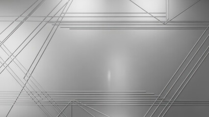 Abstract geometric shapes on a metallic background.