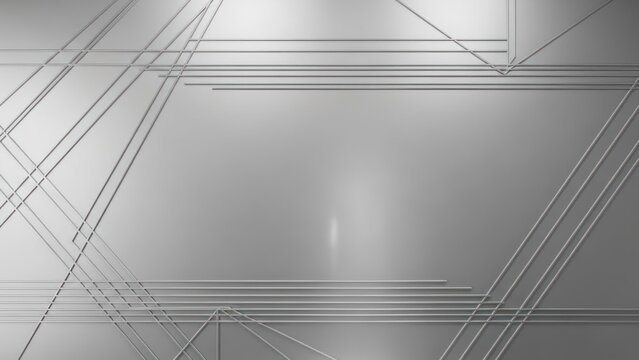 Abstract geometric shapes on a metallic background.