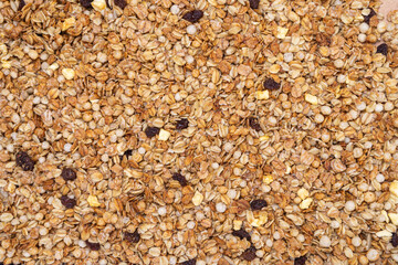 Isolated texture of granola, top view