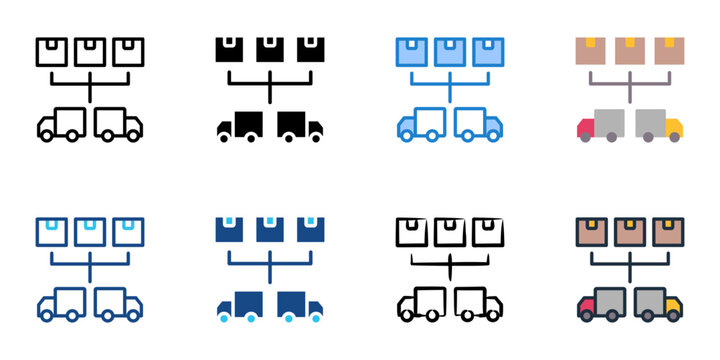 Cross docking icon set multiple style vector collection 
