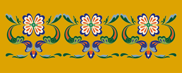 Oriental Floral Border Ornament – Decorative Vector Pattern