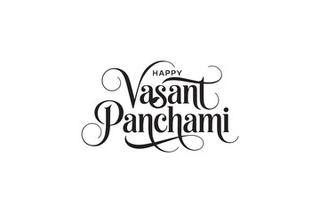 Elegant Vasant Panchami Typography &ndash; Black Calligraphy, Festival Lettering & Decorative Vector Design