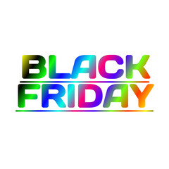 Vibrant Holographic Gradient Black Friday Typography, Neon Rainbow Colors Sale Text, Modern Digital Vector