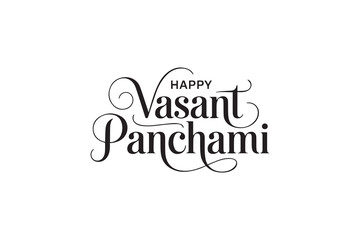Elegant Vasant Panchami Typography &ndash; Black Calligraphy, Festival Lettering & Decorative Vector Design