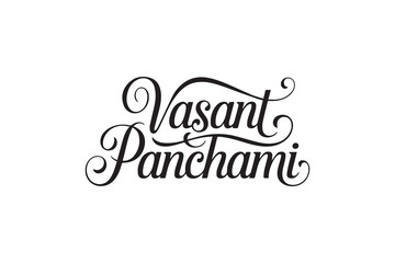 Elegant Vasant Panchami Typography – Black Calligraphy, Festival Lettering & Decorative Vector Design
