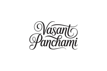 Elegant Vasant Panchami Typography – Black Calligraphy, Festival Lettering & Decorative Vector Design