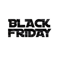 Sleek Black Friday Typography with Liquid Wave Texture, Glossy Abstract Metallic Sale Text, Transparent PNG