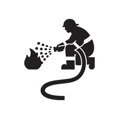  Brave Firefighter Icon, Spraying Water to Extinguish Fires and Serve as a Community Hero.