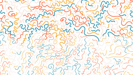 fun colorful line doodle seamless pattern. Creative abstract art background collection for children or festive celebration design. Simple childish scribble wallpaper print texture bundle.