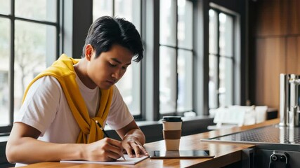 Digital nomad community remote freelance lifestyle business technology travel coworking freedom connection entrepreneur writing cafe tablet coffee notepad focused creating networking modern