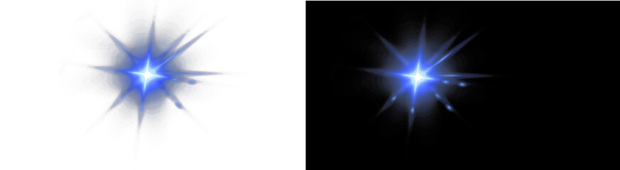 PNG image of Two blue starbursts shine brightly against a creating a captivating and cosmic visual effect perfect for space or technology themes on transparent background