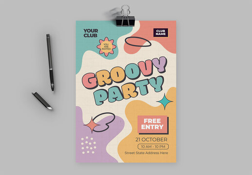 Groovy Retro Party Flyer Template