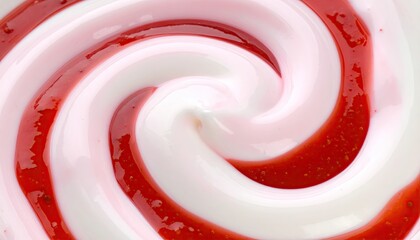 Red, white swirl with textured sauce close-up