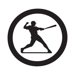 Dynamic Baseball Player Silhouette Ready to Swing the Bat for a Home Run Victory.