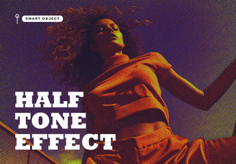 Retro Halftone Photo Effect Template for Vintage Comic Style Portraits