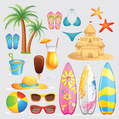 summer holidays elements vectors