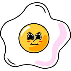 Cute Cartoon Fried Egg Character Illustration