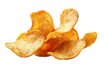 Crispy potato chips stack golden snack delicious food appetizer party treat crunchy texture fried