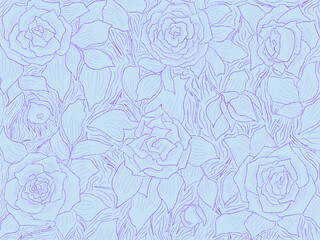 seamless pattern with rose flowers. hand drawn outline on wedding season vibes background. high resolution for design with a whimsical and enchanting soft pastel theme