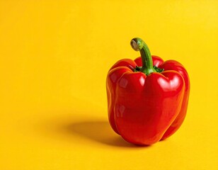 Red pepper on yellow. Simplicity, contrast, studio shot
