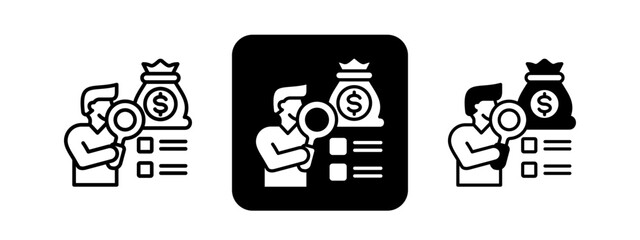 Tracking  Solid color and black line drawing vector illustration set