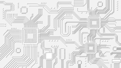Abstract White Circuit Board Background With Clean Microchips And Lines Vector Design