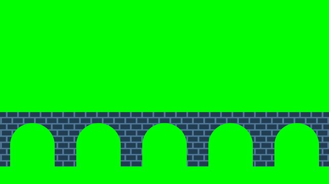 Construction architecture bridge design. Bridge construction. Steps of building repair bridgework architecture maintenance. Road break. Missing section of bridge span. 2d flat animation. Alpha channel