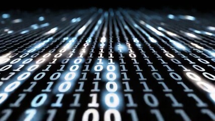 A visually captivating representation of digital data streams with binary code in a futuristic landscape - Powered by Adobe